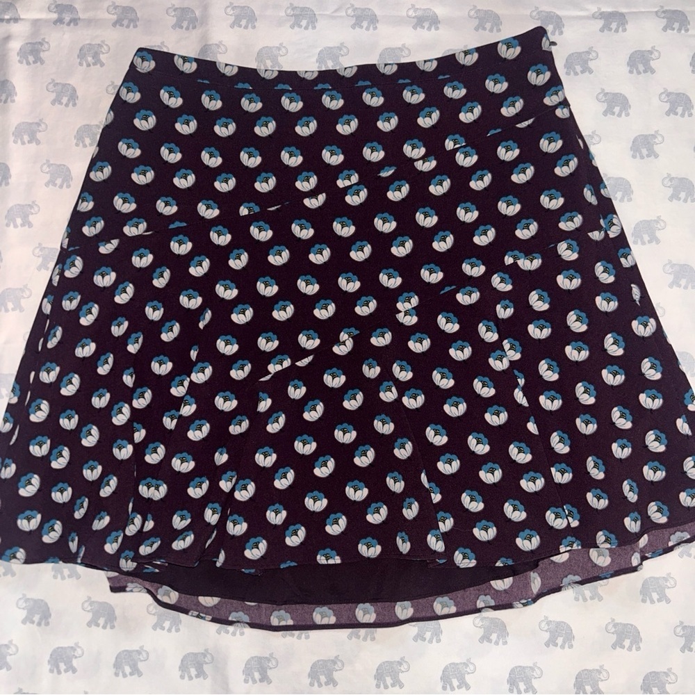 LOFT Black and Blue Polka Dot Mini Skirt
